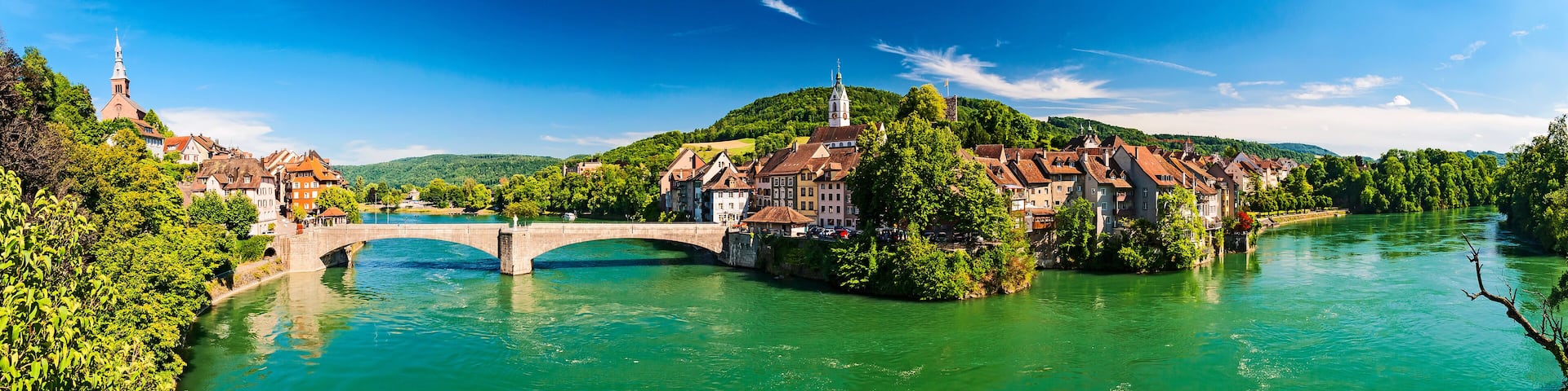 Zwillingsstadt Laufenburg am Hochrhein an der Grenze von Deutschland und der Schweiz