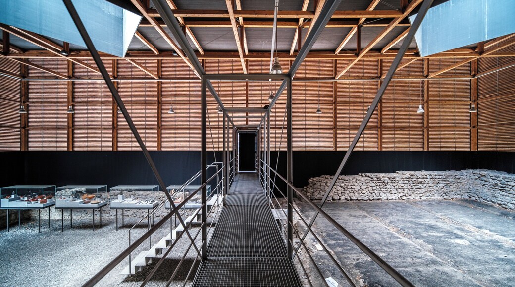 This shelter over the Roman archaeological site in Chur was one of Peter Zumthor’s first projects in 1986. It is built almost exclusively from timber lamella that allow both light and ventilation into the museum space.