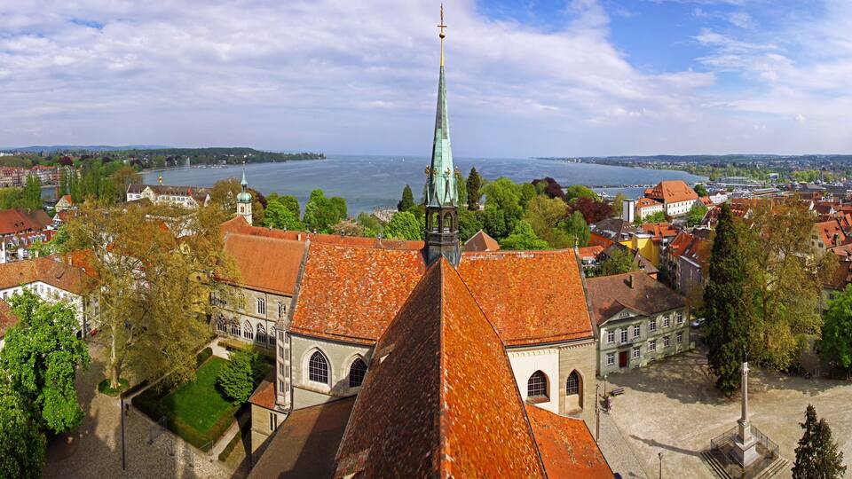 Panoramic view of Konstanz city (Germany) and Town of Kreuzlinge