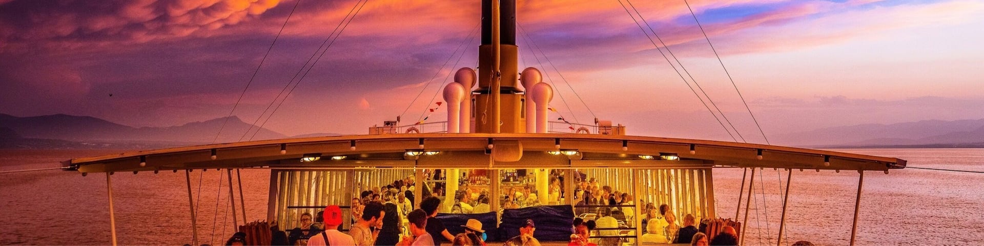 CGN boats regularly cross the Léman between Lausanne, Evian, Nyon, Vevey etc. Taking one of the cruises during sunset can be an amazing experience !