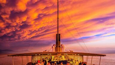 CGN boats regularly cross the Léman between Lausanne, Evian, Nyon, Vevey etc. Taking one of the cruises during sunset can be an amazing experience !