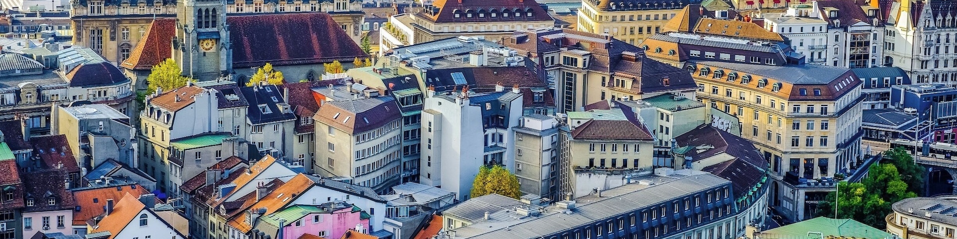 View from the top of the Lausanne cathedral tower over the city center #urbanjungle