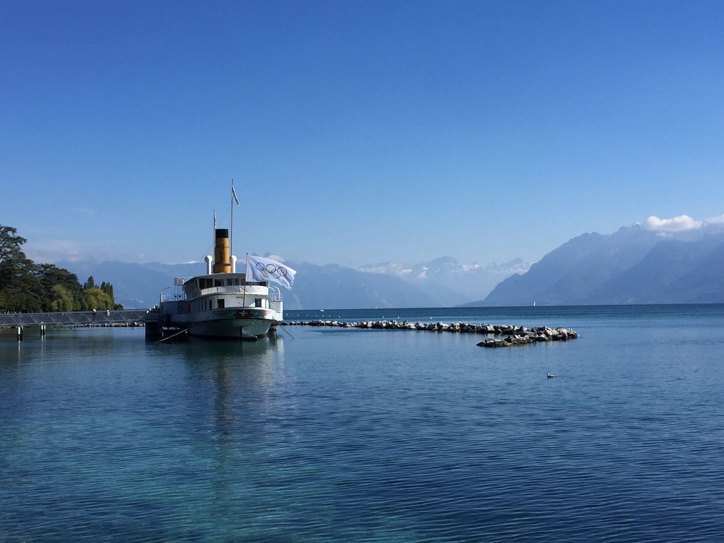 Out front of the Olympic Museum on Lake Geneva