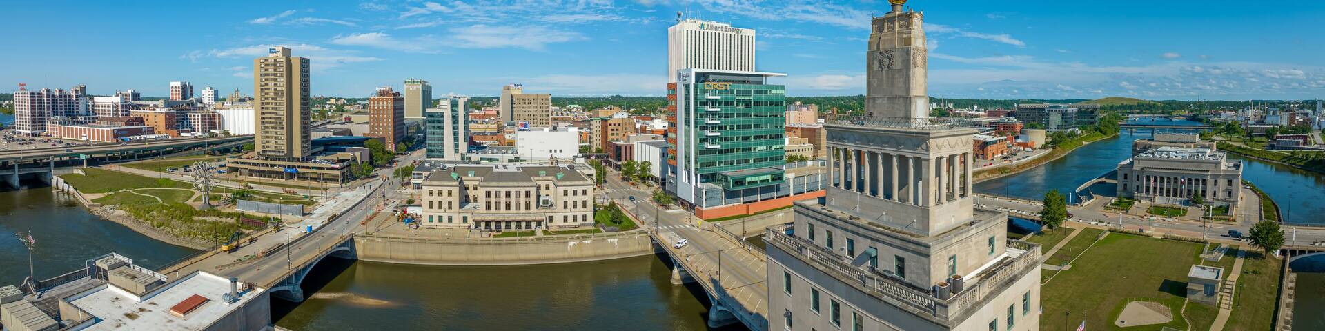 Aerial View of Cedar Rapids Downtown Skyline