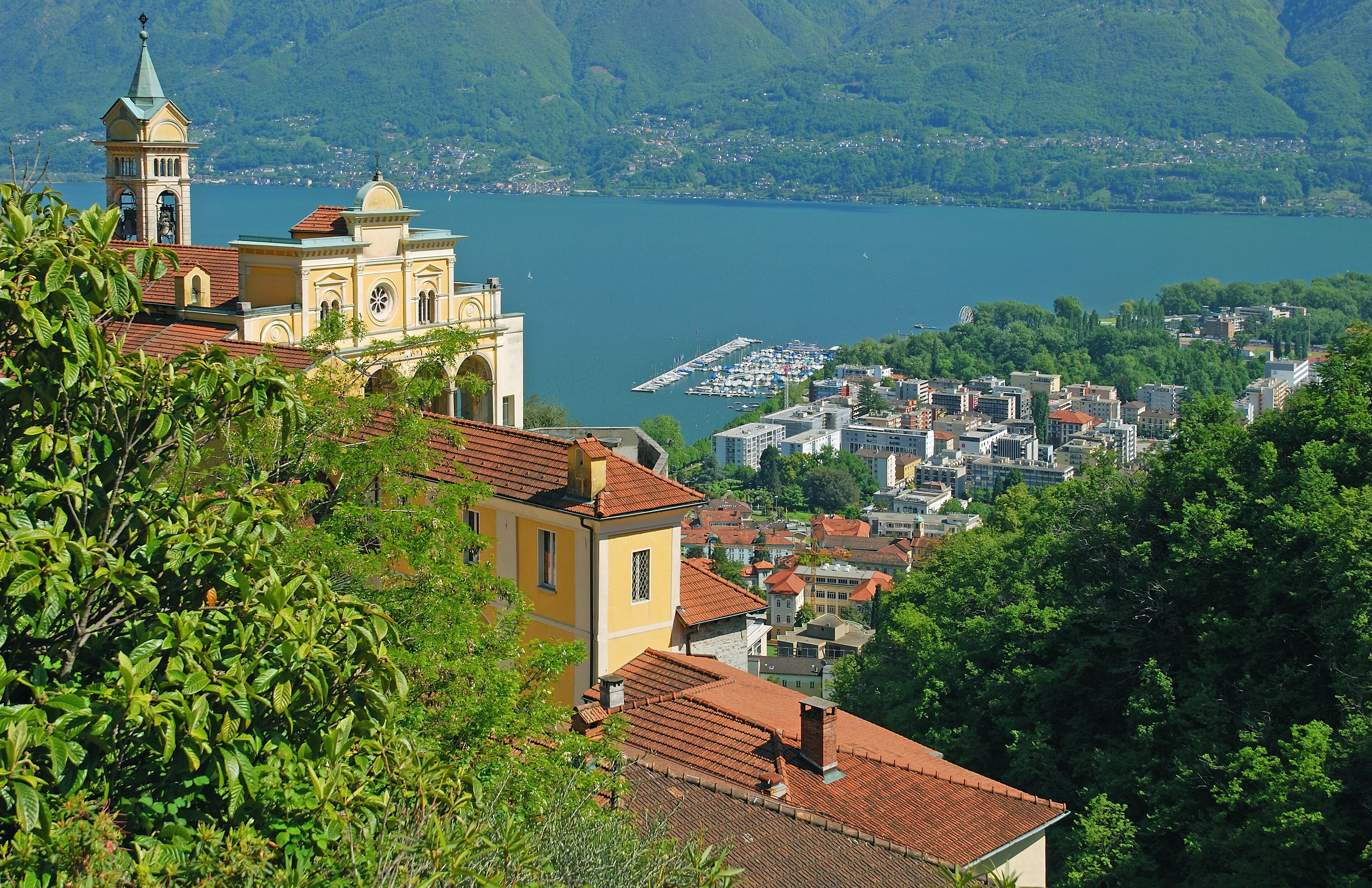 the famous Church of Madonna del Sasso in Locarno at Lake Maggiore,Ticino Canton,Switzerland