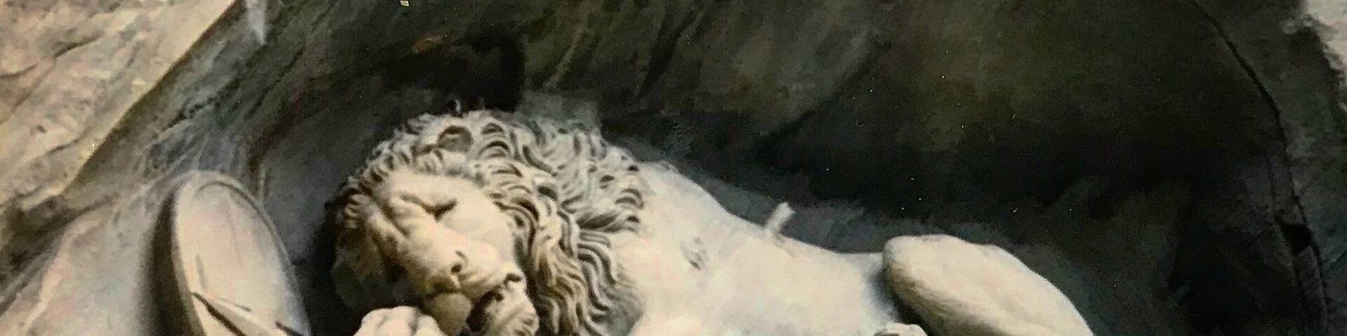 I took a train from Rome to Lucerne in 1994 on my first solo trip just to see this lion sculpted into the side of a granite cliff face. #oldschool #film #details