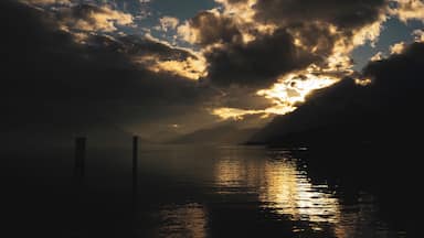 Very beautiful sunset seen at the pier close to Merlischachen train station.