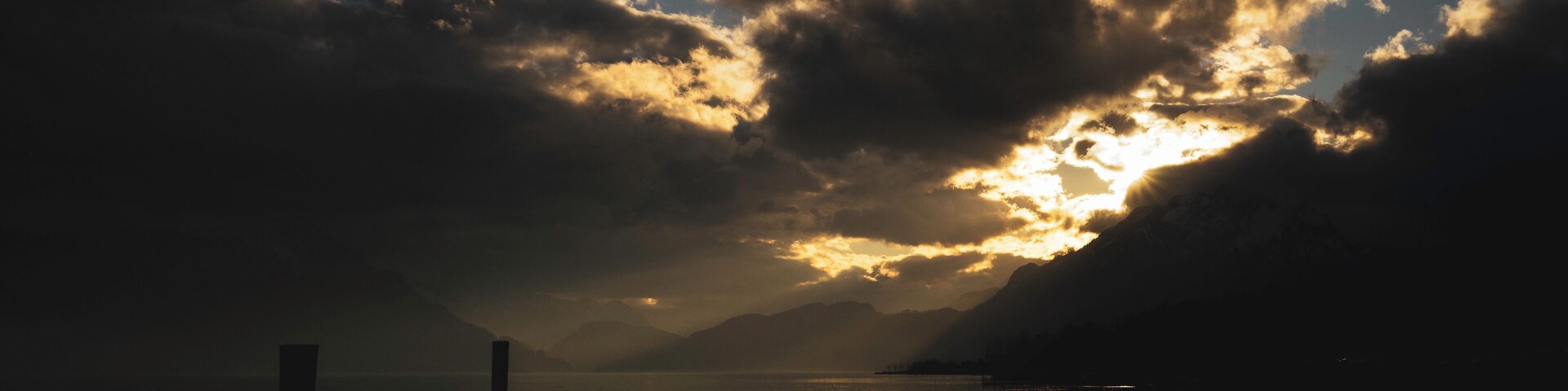 Very beautiful sunset seen at the pier close to Merlischachen train station.