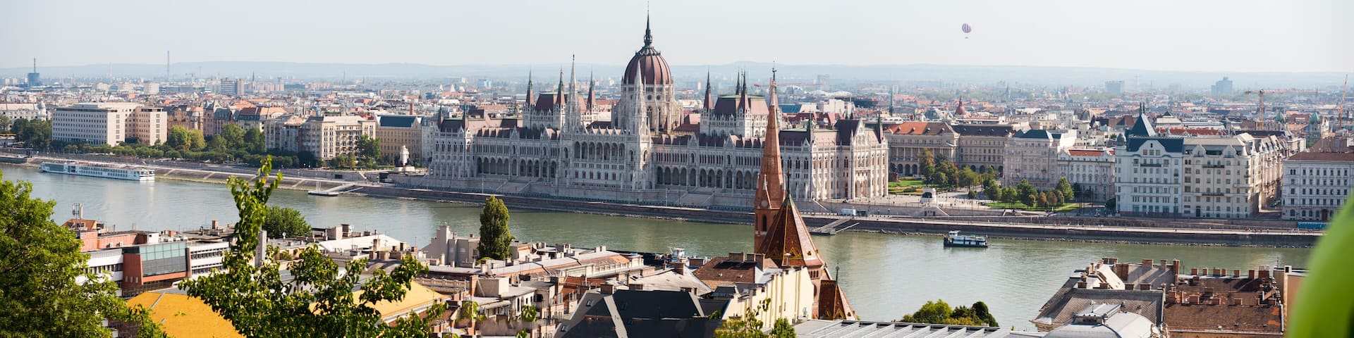 Beautiful landmarks and buildings in Budapest, Hungary. The hungarian parlament building and fishermans castle. Nice drone shots of the city.