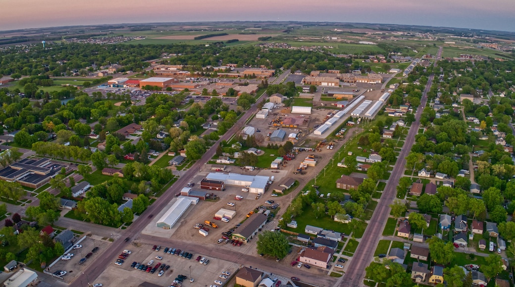 Aerial View of Watertown, South Dakota during a Summer Sunset