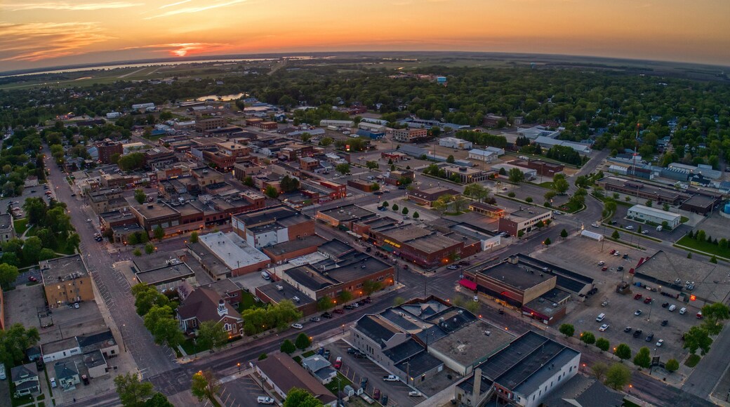 Aerial View of Watertown, South Dakota during a Summer Sunset