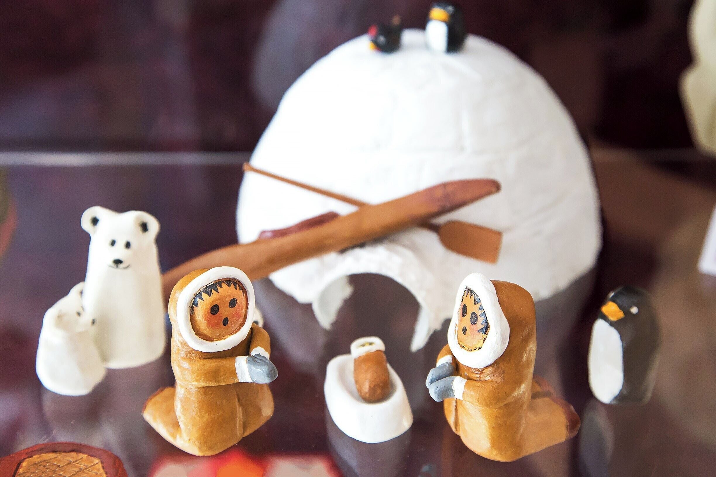 The Basilica gift shop displays a hundred or so nativity scenes from around the world.  These guys look like Inuit to me, and I love the happy little polar bears in place of the donkeys and cows.  However, I'd prefer the see a puffin rather than a penguin (penguins are only found at the south pole). 