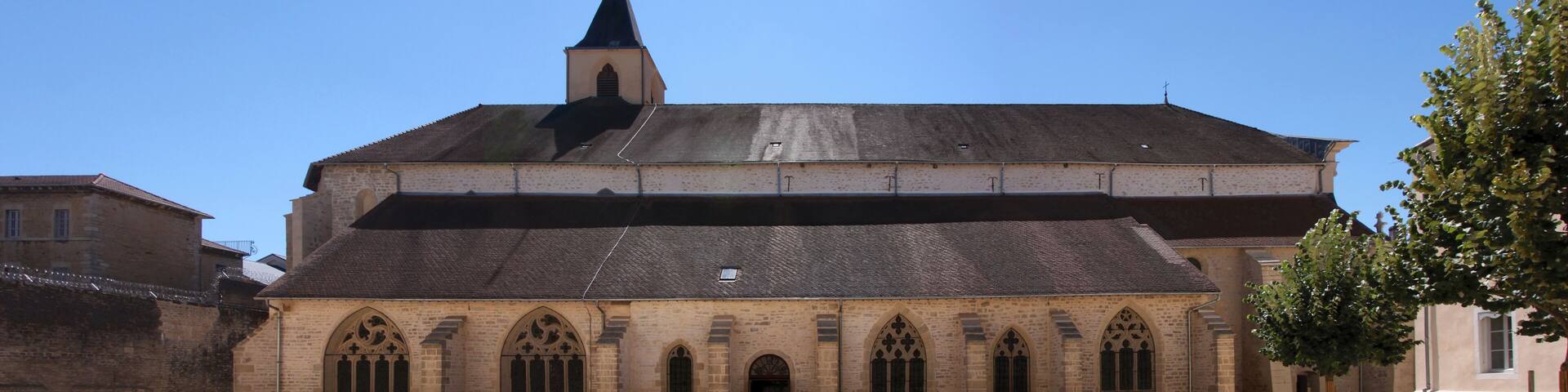 Northern facade at the gothic Cordeliers church in Lons-le-Saunier, France