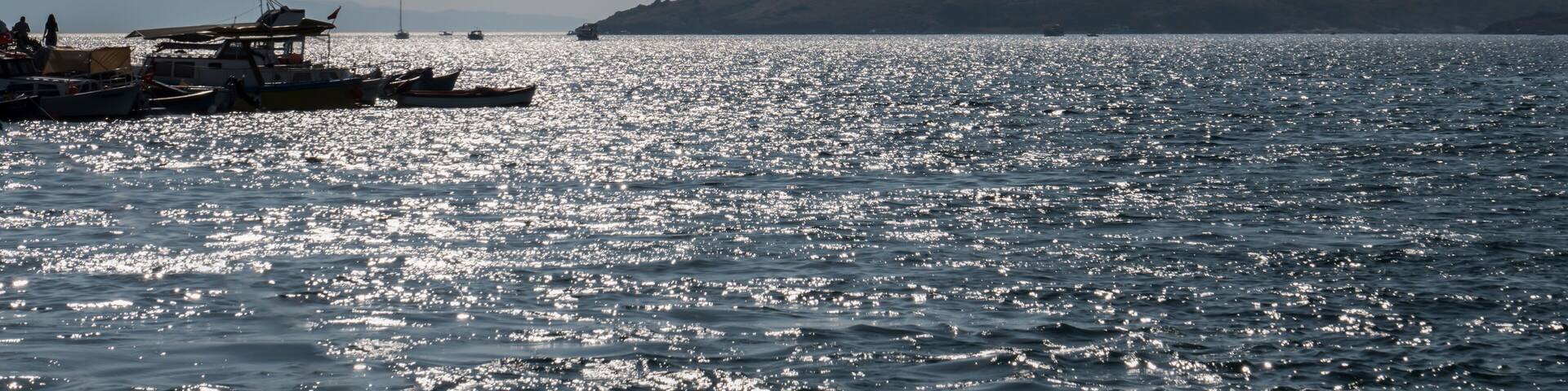 Silhouette of boat at sunset