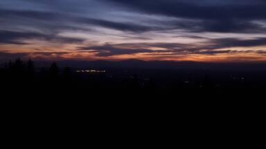 Forests and sunsets with incredible views. Still getting used to being able to see another country from my window. As the sun sets over the French mountains I sit here in Germany and watch the lights of a French town flickering like fire.