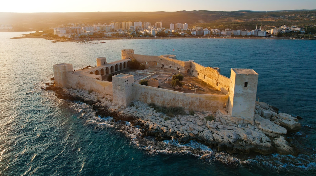 Maiden's castle (kizkalesi) Mersin, Turkey. Aerial view of the maiden's castle (Kiz Kalesi) Mersin Turkey.
