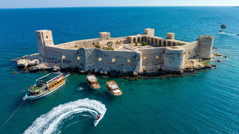 Maidens Castle Kiz Kalesi Drone Photo, Erdemli Mersin, Turkey