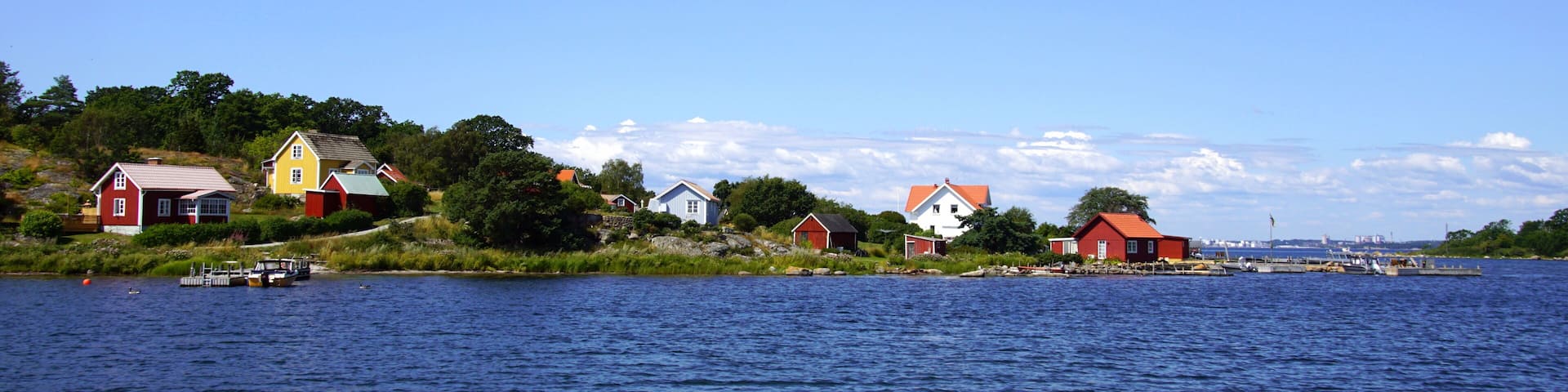 Cityscape of island village Tärnö, the largest and southernmost island in Hällaryd archipelago in Sweden.