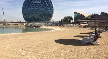 Lonely Al Raha beach in the winter morning