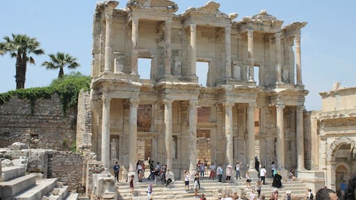 This library is one of the most beautiful structures in Ephesus. It was built in 117 A.D. It was a monumental tomb for Gaius Julius Celsus Polemaeanus, the governor of the province of Asia; from his son Galius Julius Aquila. The grave of Celsus was beneath the ground floor, across the entrance and there was a statue of Athena over it. Because Athena was the goddess of the wisdom.
The scrolls of the manuscripts were kept in cupboards in niches on the walls. There were double walls behind the bookcases to prevent the them from the extremes of temperature and humidity. The capacity of the library was more than 12,000 scrolls. It was the third richest library in ancient times after the Alexandra and Pergamum.
The facade of the library has two-stories, with Corinthian style columns on the ground floor and three entrances to the building. There are three windows openings in the upper story. They used an optical trick that the columns at the sides of the facade are shorter than those at the center, giving the illusion of the building being greater in size.
The statues in the niches of the columns today are the copies of the originals. The statues symbolize wisdom (Sophia), knowledge (Episteme), intelligence (Ennoia) and valor (Arete). These are the virtues of Celsus. The library was restored with the aid of the Austrian Archaeological Institute and the originals of the statues were taken to Ephesus Museum in Vienna in 1910.
There was an auditorium ,which was for lectures or presentations between the library and the Marble Road, was built during the reign of the Emperor Hadrian.
#History Photo Contest
#ancient
#InStone
#Lifeatexpedia
#UNESCO World Heritage sites
#culture