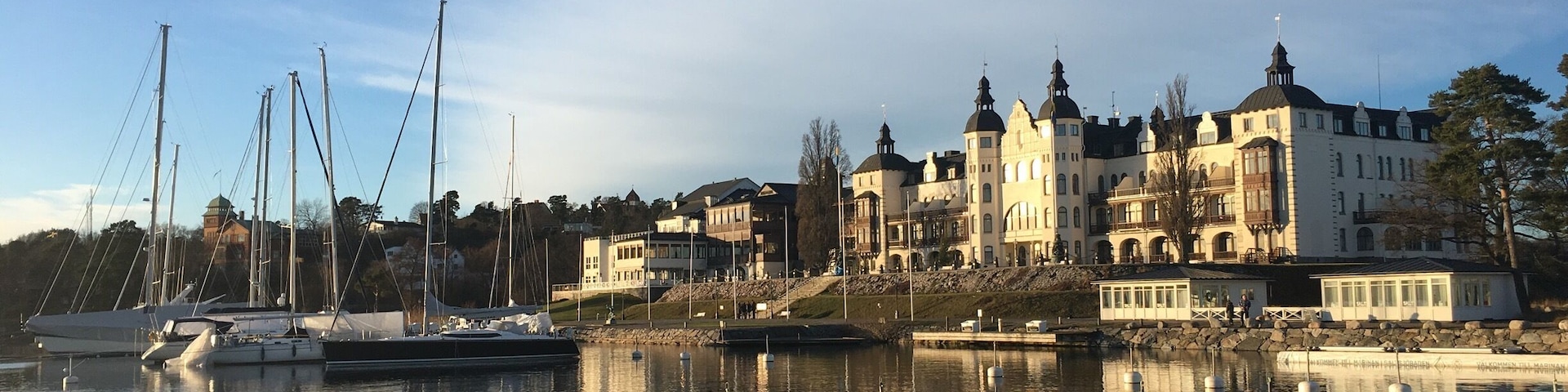 Just south of Stockholm is Saltsjobaden and at the end of the peninsula is the old Grand Hotel. Beautiful walk in winter around the beach and quaint harbor. Must be doubly fun in summer!