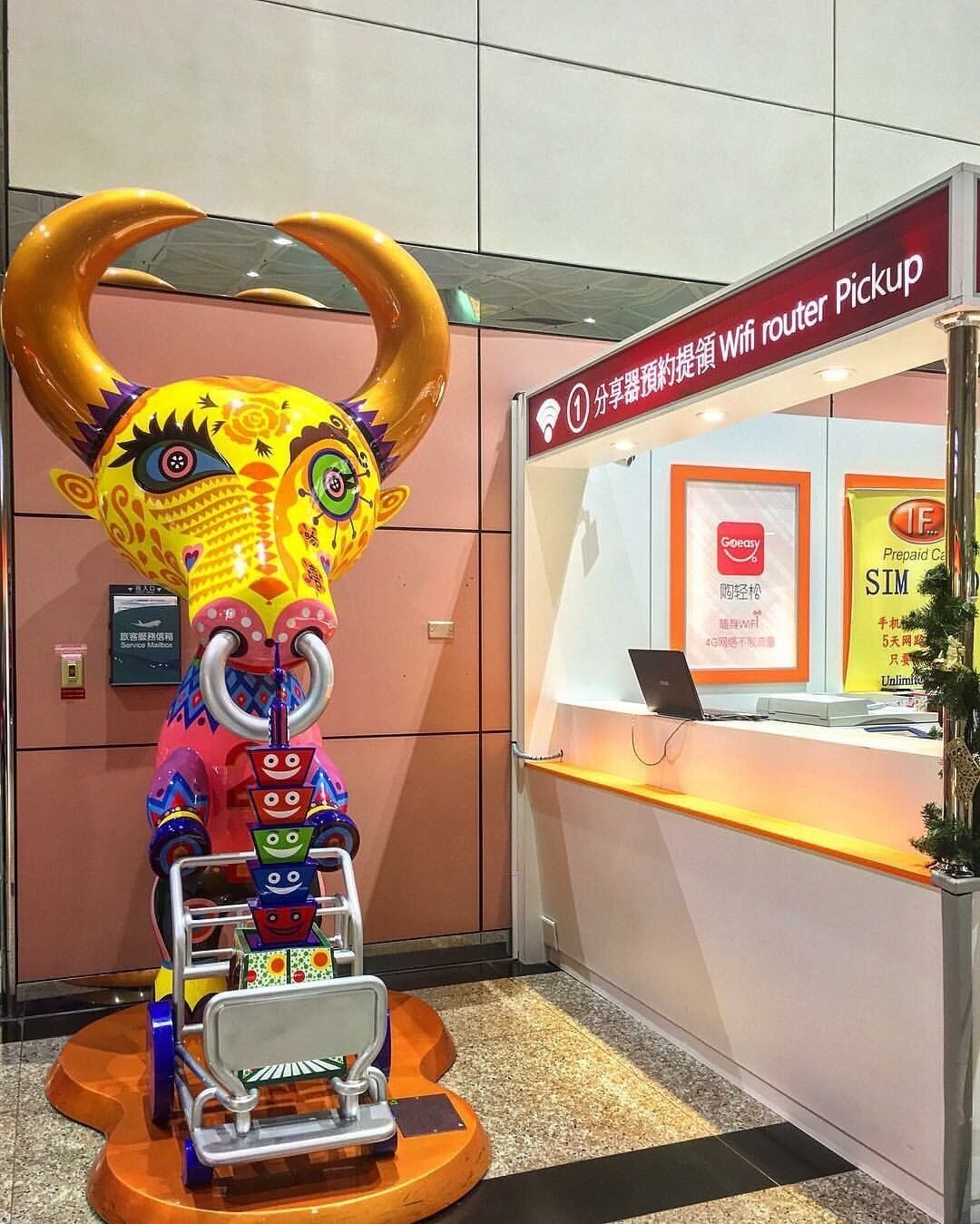 Photo taken of Mr.Buffalo in the Taoyuan Intl Airport.