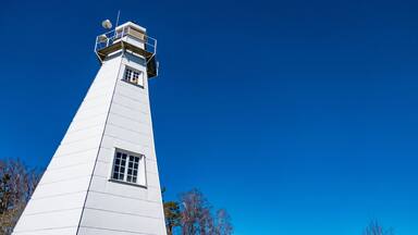 Vanersborg, Sweden The Hjortens Fyr lighthouse on Lake Vanern.