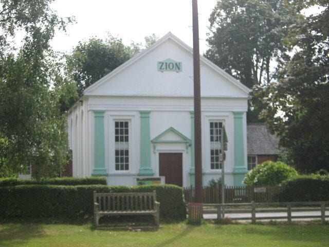 Zion Baptist Church, Smarden On the High Street, opposite the cricket green.