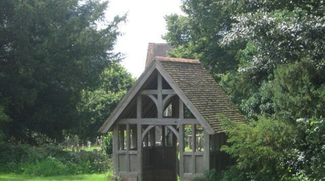 Lych gate to St Nicholas Church, Pluckley This lych gate is on a path leading to the cricket field and the Greensand Way (long distance path).