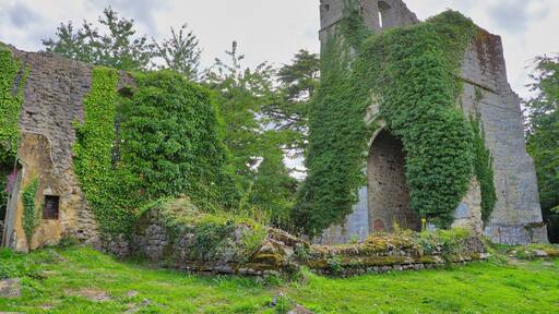 The ruins of St Maryâs Church at Little Chart in Kent, England.
The church was dedicated to Saint Mary the Virgin and the Holy Rood having been built by the Normans in the 11th century.
It was described as a handsome building of sandstone with two aisles, two chancels with a steeple at the west end. The steeple is said to have been built in Henry VIIâs reign. The Victorians carried out major repairs in the 19th century with new windows, and oak panelling.
Sadly, on 16th August 1944 during WW2, St Maryâs received a direct hit from a flying bomb known as a doodlebug. With only the damaged tower and parts of the chancel wall surviving, the bells were removed and stored. The remains still stand today.