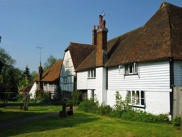 Houses backing onto the churchyard, Smarden, Kent.