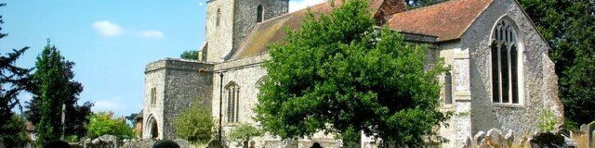 Saint Nicholas Church, Pluckley. St Nicholas Church and churchyard, Pluckley, viewed from the South East.