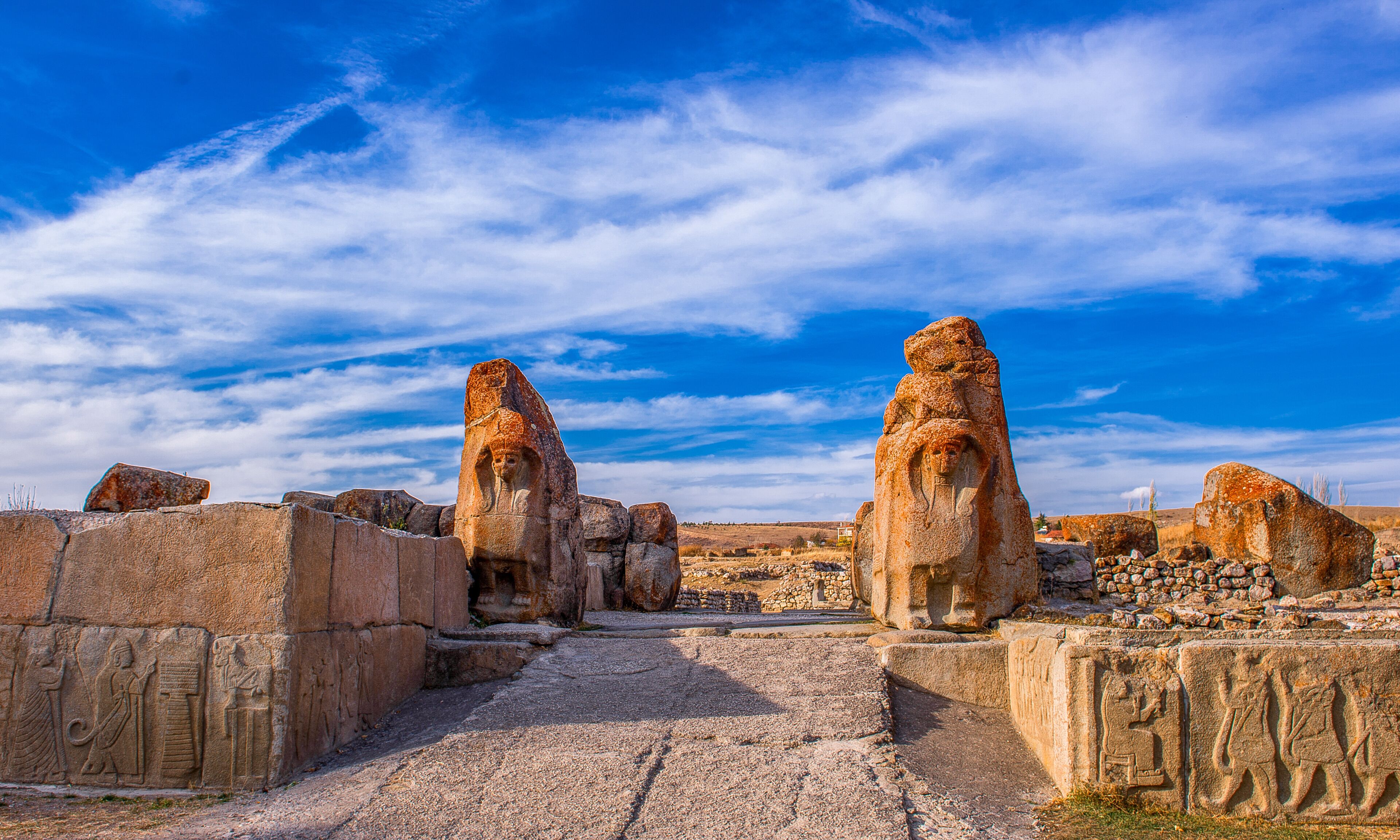 The Lion Gate in the south west of Hattusa at sun rise, also known as Hattusha, is an ancient city located near modern Bogazkale in the Corum Province of Turkey’s Black Sea Region.