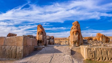 The Lion Gate in the south west of Hattusa at sun rise, also known as Hattusha, is an ancient city located near modern Bogazkale in the Corum Province of Turkey’s Black Sea Region.