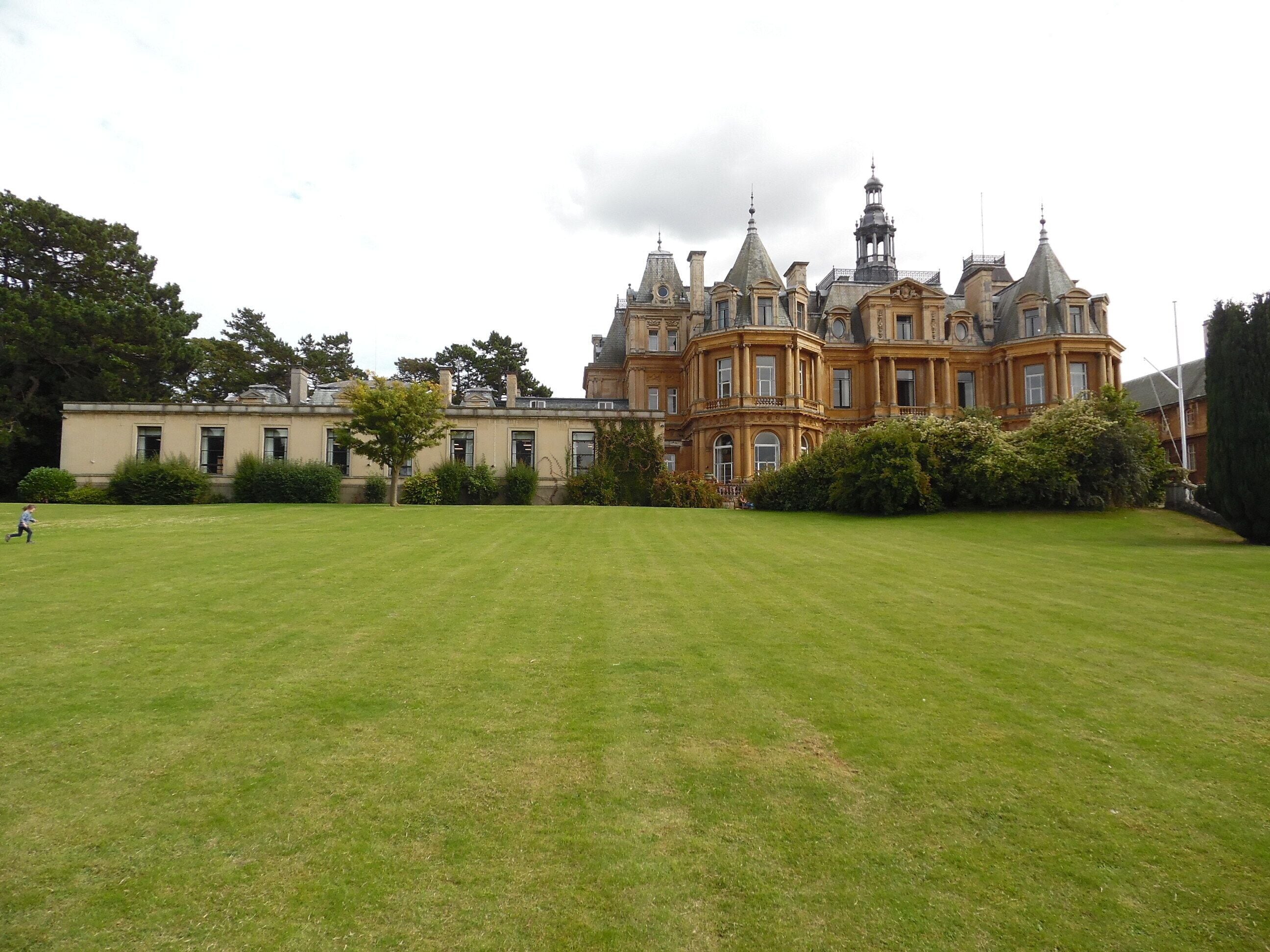 Halton House and Dining Room from the Garden. This photo shows the late 19th-Century House to the right of the photo with the dining room extension on the left, this being added in 1960.