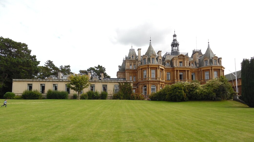 Halton House and Dining Room from the Garden. This photo shows the late 19th-Century House to the right of the photo with the dining room extension on the left, this being added in 1960.