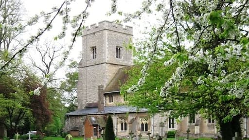 St Mary the Virgin, Weston Turville This church is well away from the village and is surrounded on three sides with open fields and it is interesting to note that nearby Wendover parish church is on the outer edge of the town, Drayton Beauchamp Parish Church only has the Old Rectory for company, and Stoke Mandeville's old parish church (now demolished) was in a wood completely surrounded by fields. It makes one wonder if all four places have moved their centres since the churches were built in medieval times. The church itself was constructed in the 13th and 14th century, with a 15th century tower, although the Norman font points to an earlier date for a church on the site. It was restored in 1860 and is a Grade I Listed Building http://www.imagesofengland.org.uk/Details/Default.aspx?id=42894&mode=quick . The A Church Near You web site page for the church includes a good collection of intenal and external pictures http://www.achurchnearyou.com/weston-turville-st-mary-the-virgin/ but without explanatory text.