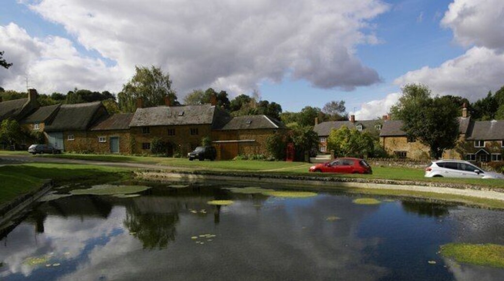 Warmington village centre The centre of this pretty Warwickshire village seen from across the village pond.