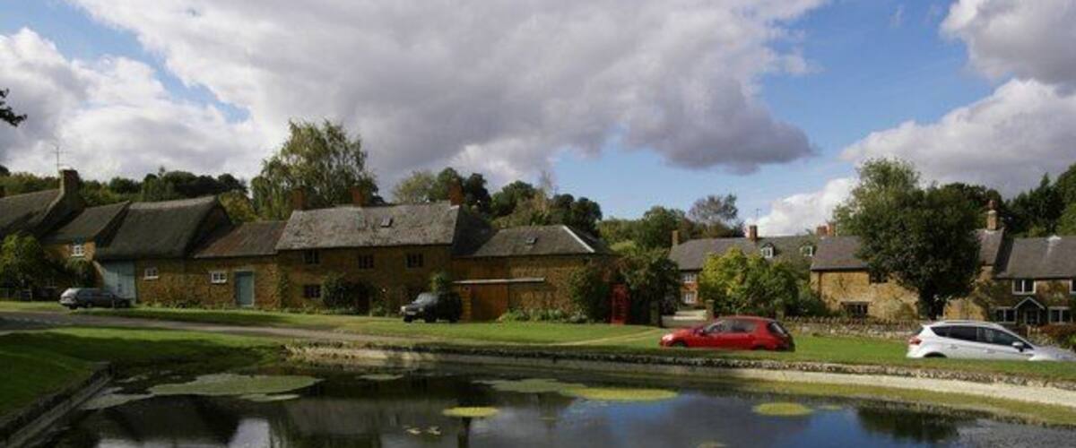 Warmington village centre The centre of this pretty Warwickshire village seen from across the village pond.