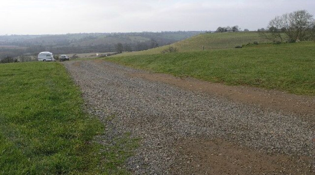 Caravan Site. Fir Tree Farm caravan site perches precariously on the side of this very steep hill.