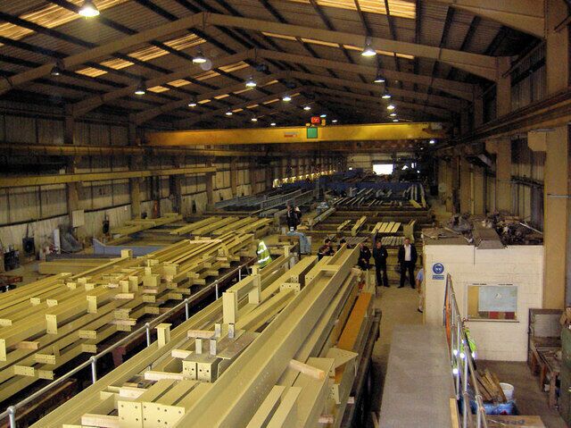 Inside paint shop Billington Structures. 3rd largest steelwork contractor in UK.