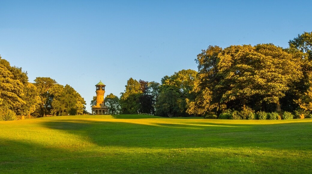 3 photo stitch panorama of my local park, taken just before sunset, great place for a late evening summertime stroll