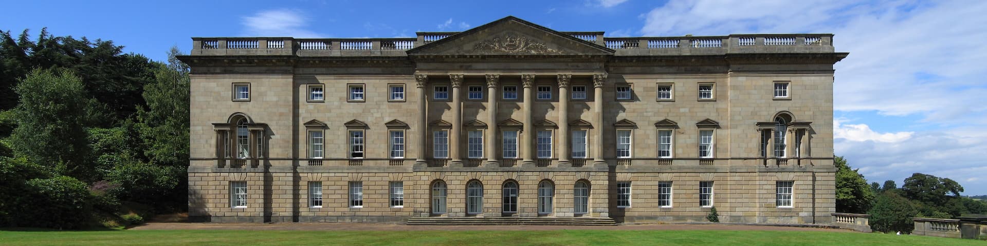 South east facade of Wentworth Castle. Panoramic image created from four own photos.