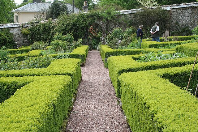 Parracombe: Heddon Hall. Open to the public on Wednesday and Sunday afternoons from May to July. The walled garden seen here was designed by Penelope Hobhouse. Looking west-south-west. See also http://www.heddonhallgardens.co.uk