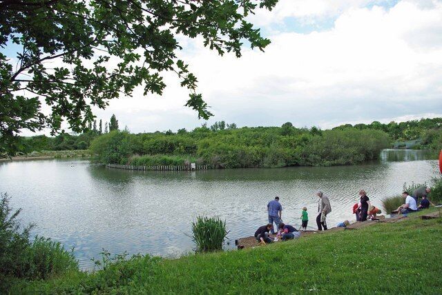 Langdon Lake. A relatively newly dug Lake in Langdon Nature Reserve. This is run by of Essex Wildlife Trust see http://www.essexwt.org.uk/visitor_centres__nature_reserves/langdon/ The people were taking part in the 30th anniversary celebrations of the Trust taking on the reserve. Continue on a virtual tour of Wildlife Trust Reserves in Essex by visiting 
 51779