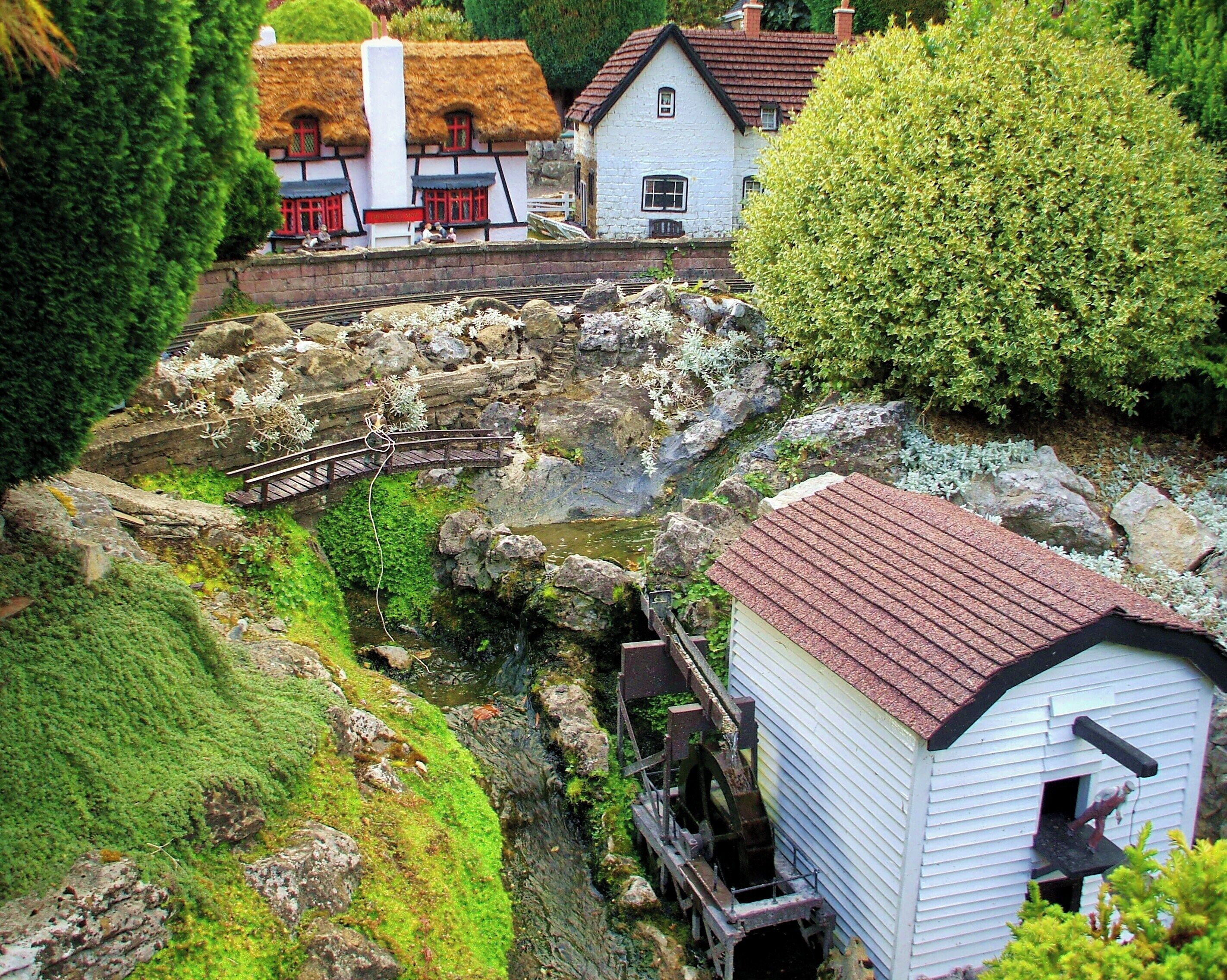 Watermill at Bekonscot model village, Beaconsfield, Buckinghamshire.