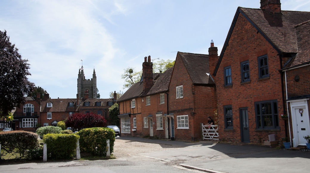 Residential buildings and a church in Beaconsfield, Buckinghamshire, UK