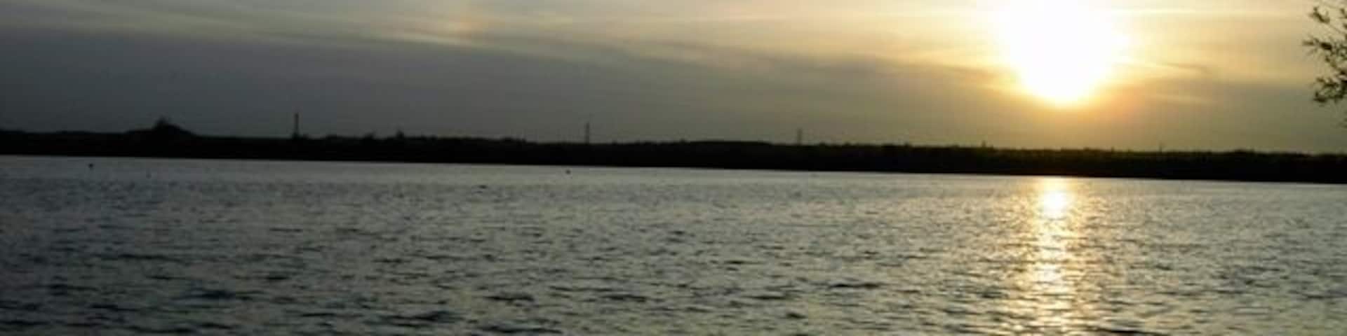 Sun Setting Over The Lake At Marston Vale CP