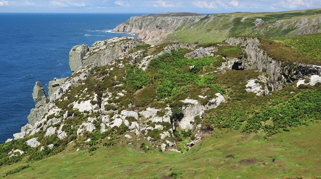 The Earthquake on the western edge of Lundy, UK. The name comes from the significant landslide visible, not because it is associated with an earthquake.