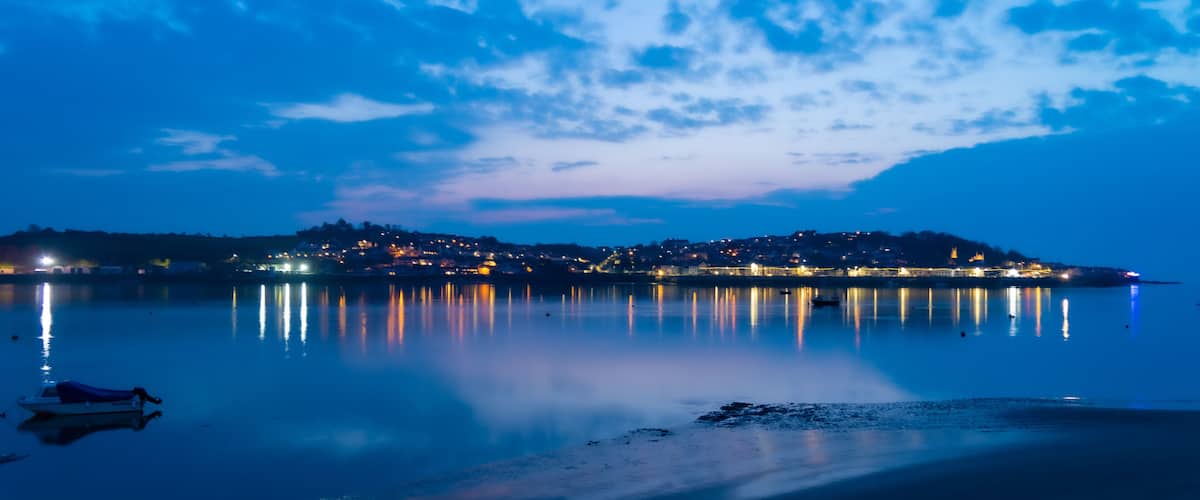 Appledore North Devon in Evening Moonlight from Instow Beach